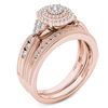 Thumbnail Image 2 of 1/2 CT. T.W. Diamond Triple Frame Tri-Sides Vintage-Style Bridal Set in 10K Rose Gold