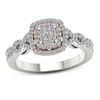 Thumbnail Image 0 of 1/3 CT. T.W. Composite Diamond Double Cushion Frame Twist Engagement Ring in 14K Two-Tone Gold