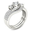 Thumbnail Image 2 of 3/4 CT. T.W. Diamond Three Stone Bypass Three Piece Bridal Set in 14K White Gold