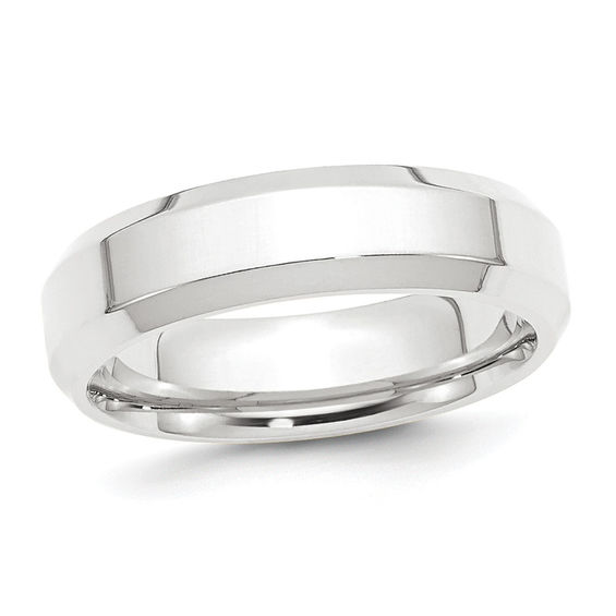 Men's 6.0mm Beveled Edge Wedding Band in Platinum