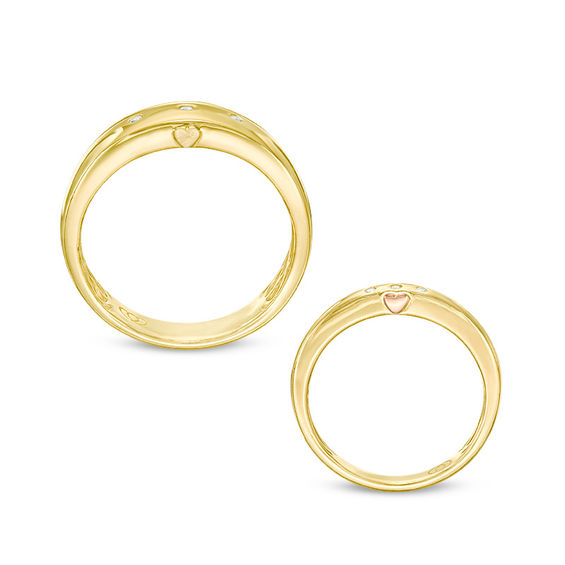 1/20 CT. T.w. Diamond Duo Wedding Band Set in 10K Gold