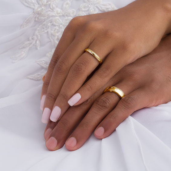 1/20 CT. T.w. Diamond Duo Wedding Band Set in 10K Gold