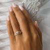 Thumbnail Image 3 of 1/10 CT. T.W. Composite Diamond Frame Twist Ribbon Interlocking Bridal Set in 10K Two-Tone Gold