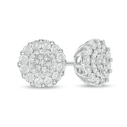 1/5 CT. T.W. Composite Diamond Double Frame Stud Earrings in Sterling Silver