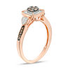 Thumbnail Image 2 of 1/5 CT. T.W. Champagne and White Composite Diamond Cushion Frame Promise Ring in 10K Rose Gold