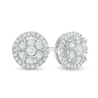 1 3 Ct T W Diamond Double Frame Stud Earrings In 10k White Gold 1 3 Ct T W Diamond Double Frame Stud Earrings In 10k White Gold