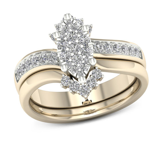 1/2 CT. T.w. Composite Diamond Marquise Bridal Set in 14K Gold