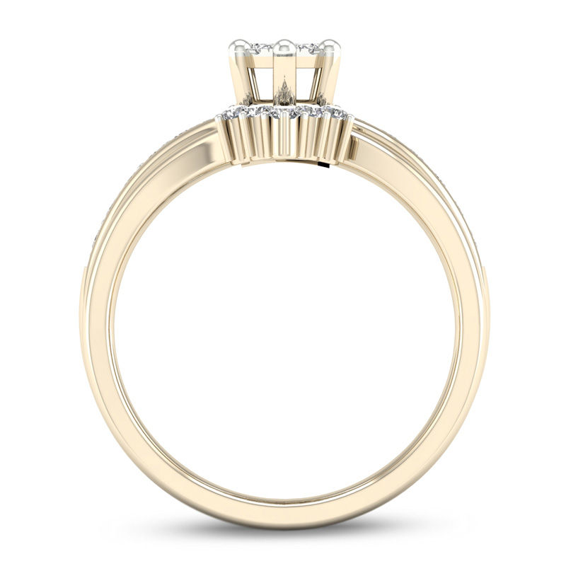 Main Image 3 of 1/2 CT. T.W. Composite Diamond Marquise Bridal Set in 14K Gold