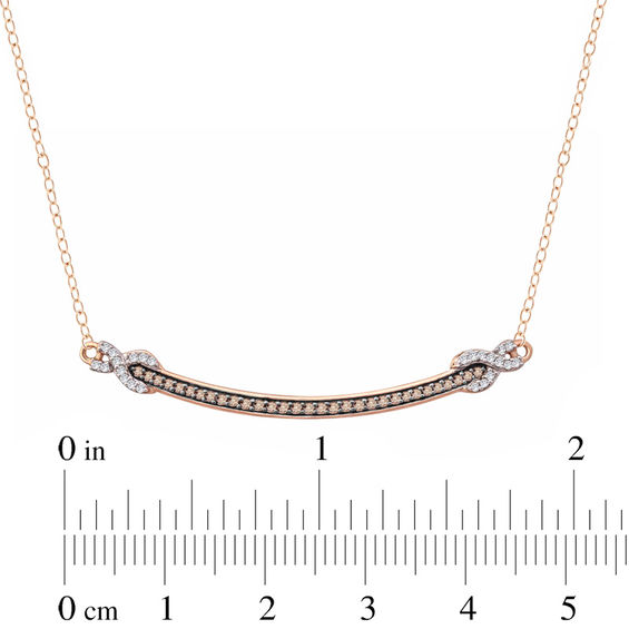 1/5 CT. T.w. Champagne and White Diamond Curved Bar Necklace in 10K Rose Gold