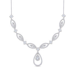 1 CT. T.W. Pear-Shaped Multi-Diamond Ornate Teardrop Necklace in 10K White Gold