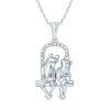 Thumbnail Image 1 of Diamond Accent Loving Frogs Pendant in Sterling Silver