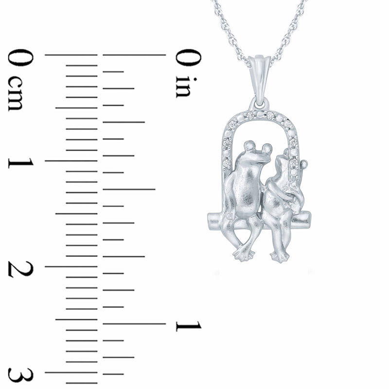 Diamond Accent Loving Frogs Pendant in Sterling Silver