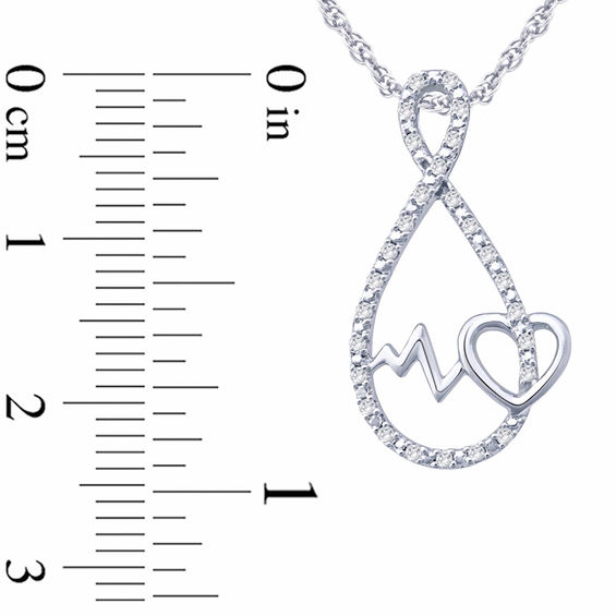 1/20 CT. T.w. Diamond Heartbeat Infinity Pendant in Sterling Silver