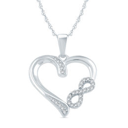 1/10 CT. T.W. Diamond Infinity Heart Pendant in Sterling Silver