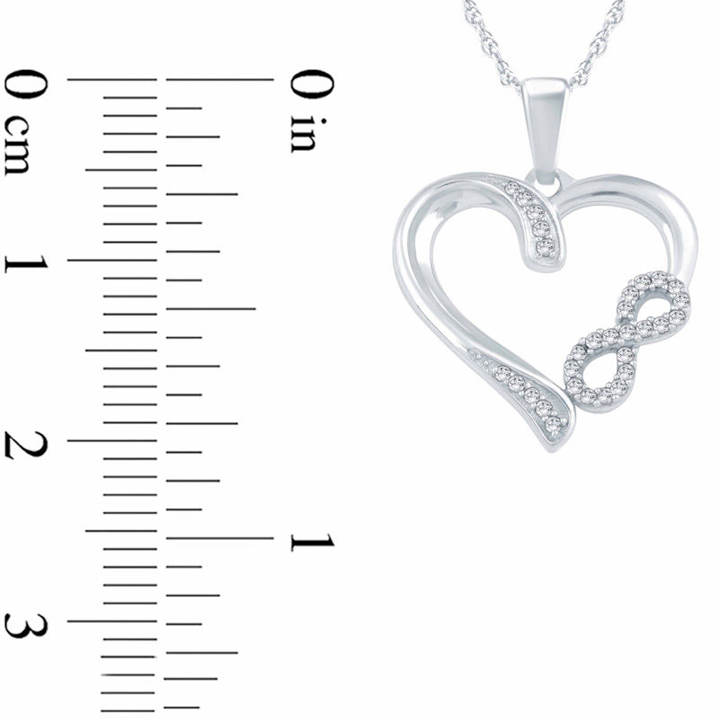 Main Image 2 of 1/10 CT. T.W. Diamond Infinity Heart Pendant in Sterling Silver
