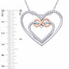 Thumbnail Image 1 of 1/10 CT. T.W. Diamond Infinity Double Heart Pendant in Sterling Silver and 10K Rose Gold