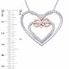 Thumbnail Image 2 of 1/10 CT. T.W. Diamond Infinity Double Heart Pendant in Sterling Silver and 10K Rose Gold
