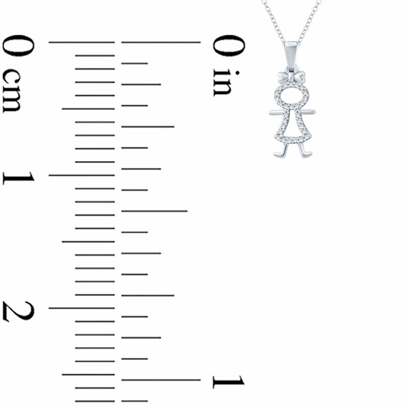 Main Image 2 of 1/10 CT. T.W. Diamond Little Girl Pendant in Sterling Silver