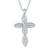 Thumbnail Image 1 of 1/10 CT. T.W. Diamond Twist Cross Pendant in 10K White Gold
