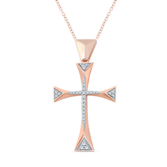 1/10 CT. T.w. Diamond Geometric Cross in 10K Rose Gold