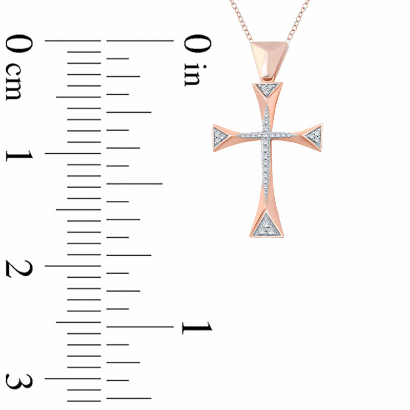Main Image 2 of 1/10 CT. T.W. Diamond Geometric Cross in 10K Rose Gold
