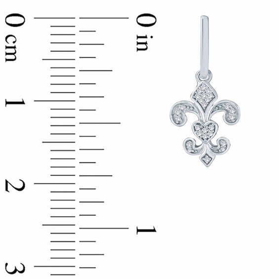 1/10 CT. T.w. Diamond Fleur-De-Lis Drop Earrings in Sterling Silver