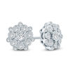 Thumbnail Image 1 of 1/4 CT. T.W. Diamond Starburst Frame Stud Earrings in Sterling Silver