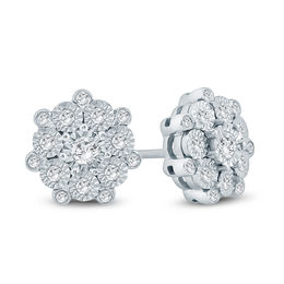 1/4 CT. T.W. Diamond Starburst Frame Stud Earrings in Sterling Silver