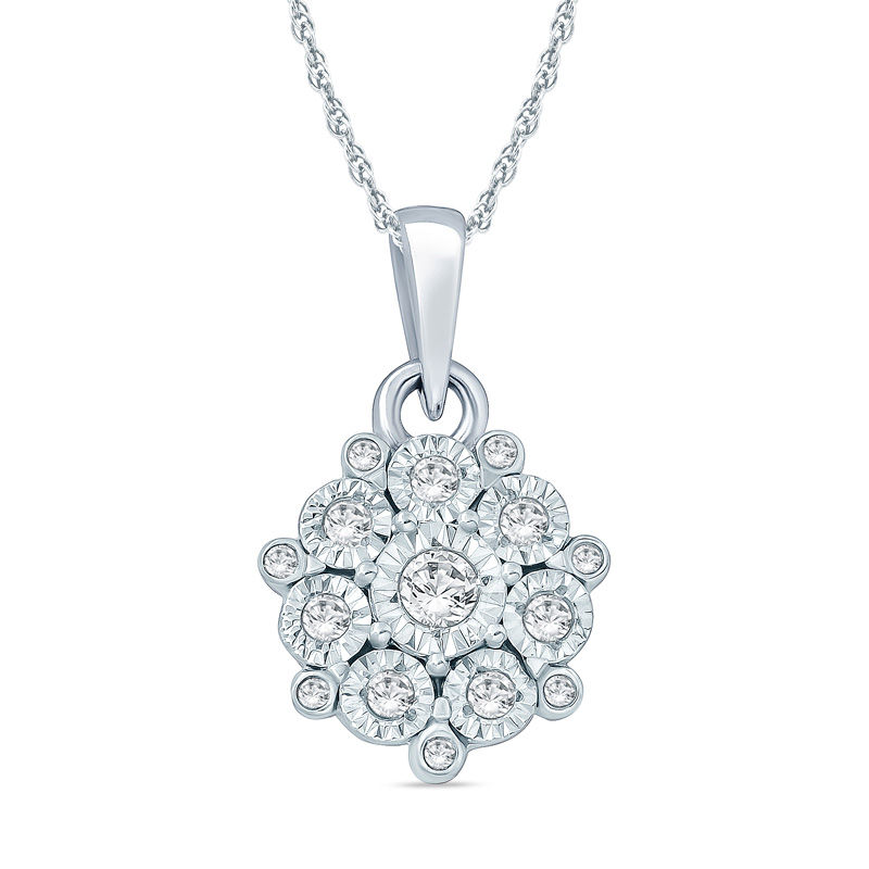 Main Image 1 of 1/6 CT. T.W. Diamond Starburst Frame Pendant in Sterling Silver