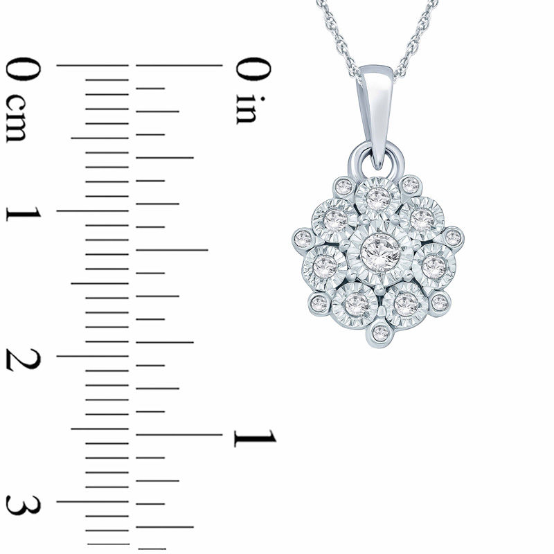 1/6 CT. T.W. Diamond Starburst Frame Pendant in Sterling Silver