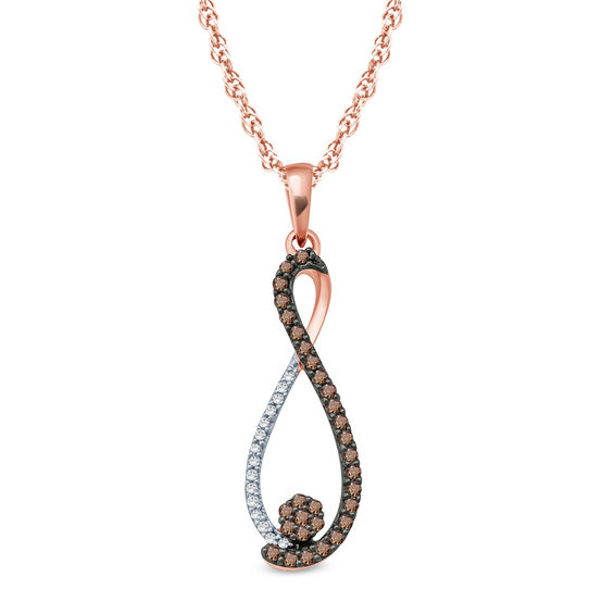 1/6 CT. T.w. Composite Champagne and White Diamond Infinity Pendant in 10K Rose Gold