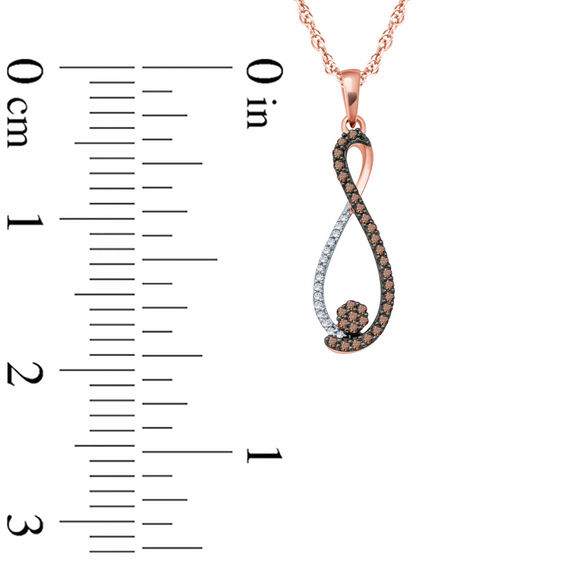 1/6 CT. T.w. Composite Champagne and White Diamond Infinity Pendant in 10K Rose Gold