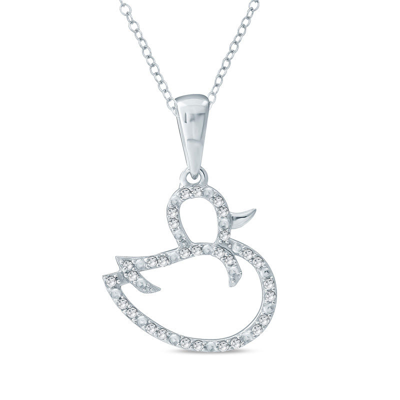 Main Image 1 of 1/10 CT. T.W. Diamond Duck Pendant in Sterling Silver
