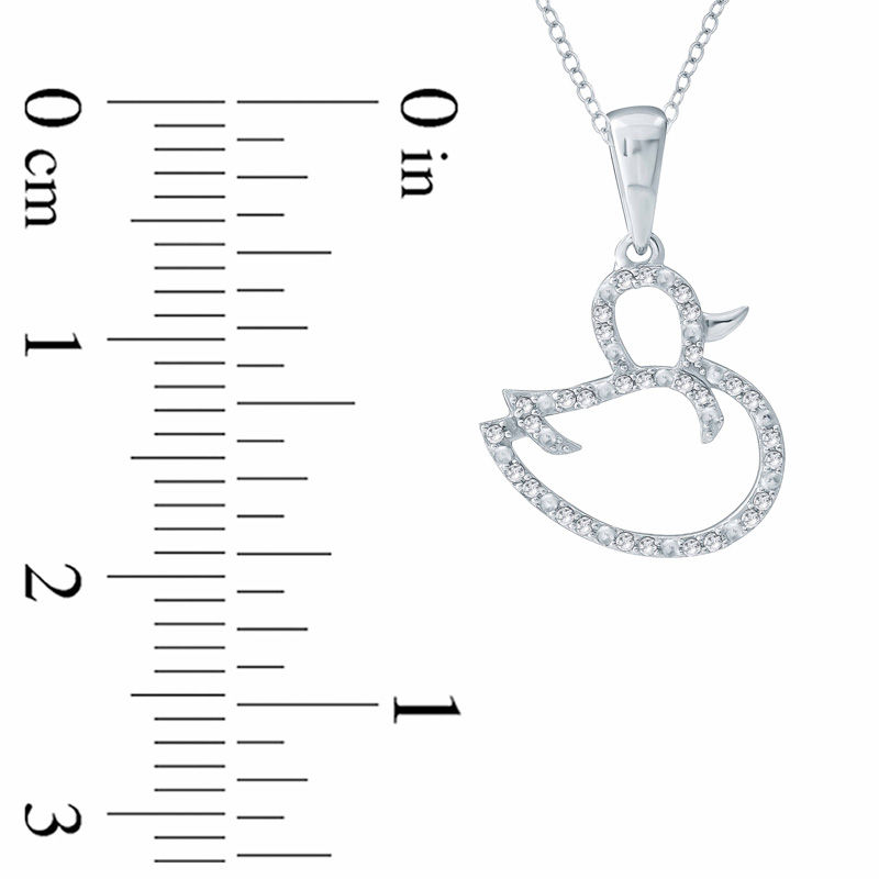 Main Image 2 of 1/10 CT. T.W. Diamond Duck Pendant in Sterling Silver