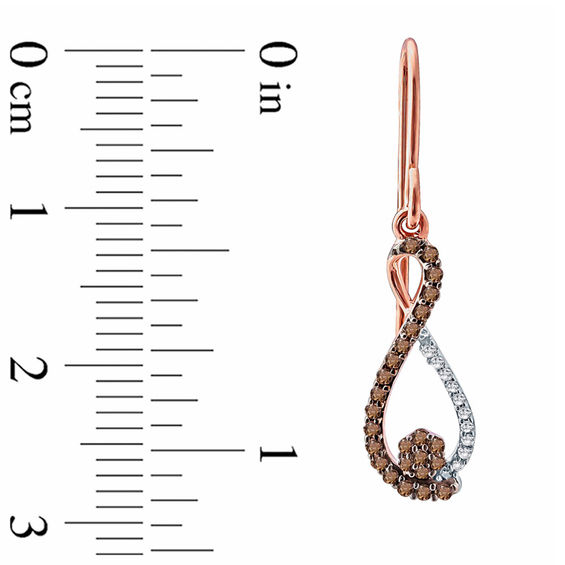 1/4 CT. T.w. Composite Champagne and White Diamond Infinity Drop Earrings in 10K Rose Gold