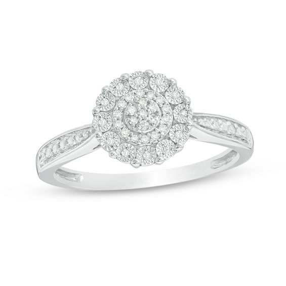 1/10 CT. T.w. Composite Diamond Double Frame Promise Ring in Sterling Silver
