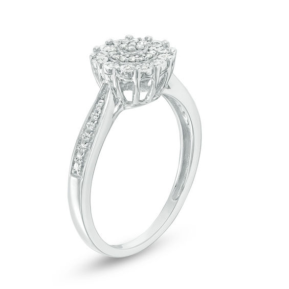 1/10 CT. T.w. Composite Diamond Double Frame Promise Ring in Sterling Silver