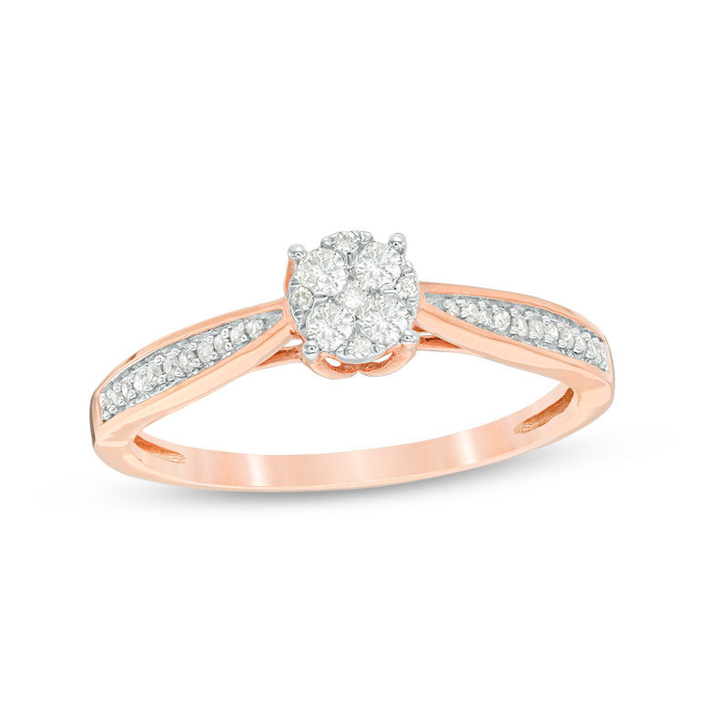 Main Image 1 of 1/5 CT. T.W. Multi-Diamond Promise Ring in 10K Rose Gold