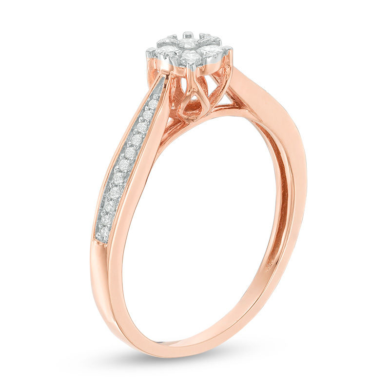 1/5 CT. T.W. Multi-Diamond Promise Ring in 10K Rose Gold