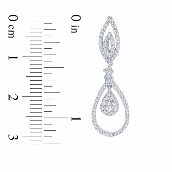 3/8 CT. T.w. Multi-Diamond Double Teardrop Earrings in 10K White Gold