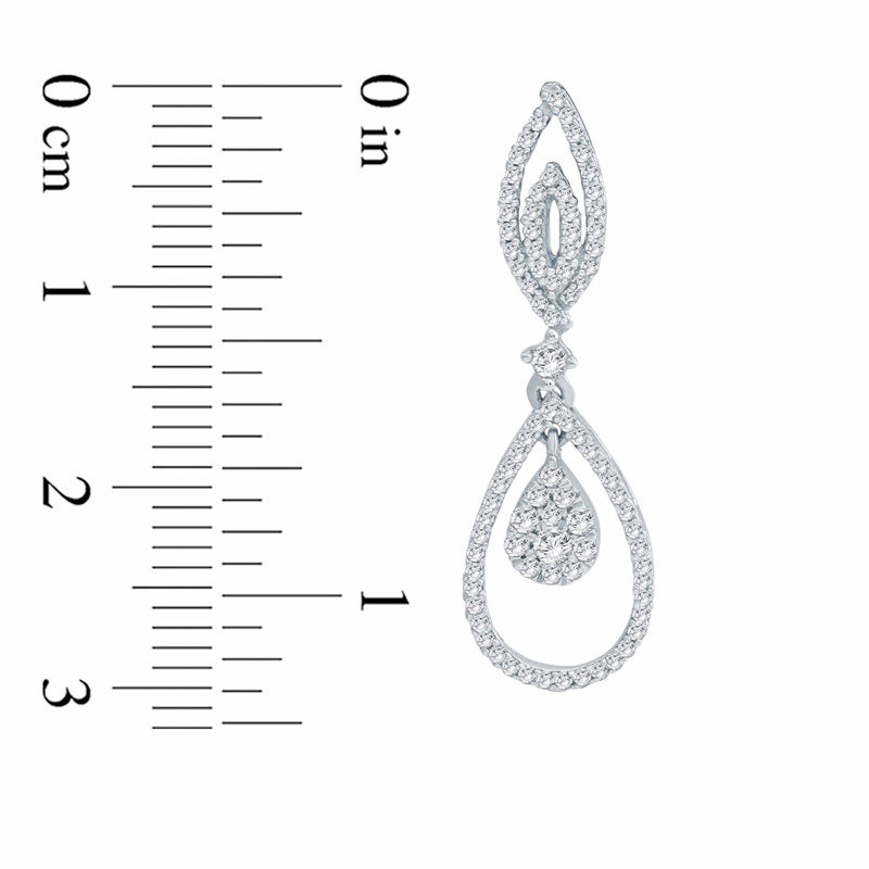 Main Image 2 of 3/8 CT. T.W. Multi-Diamond Double Teardrop Earrings in 10K White Gold