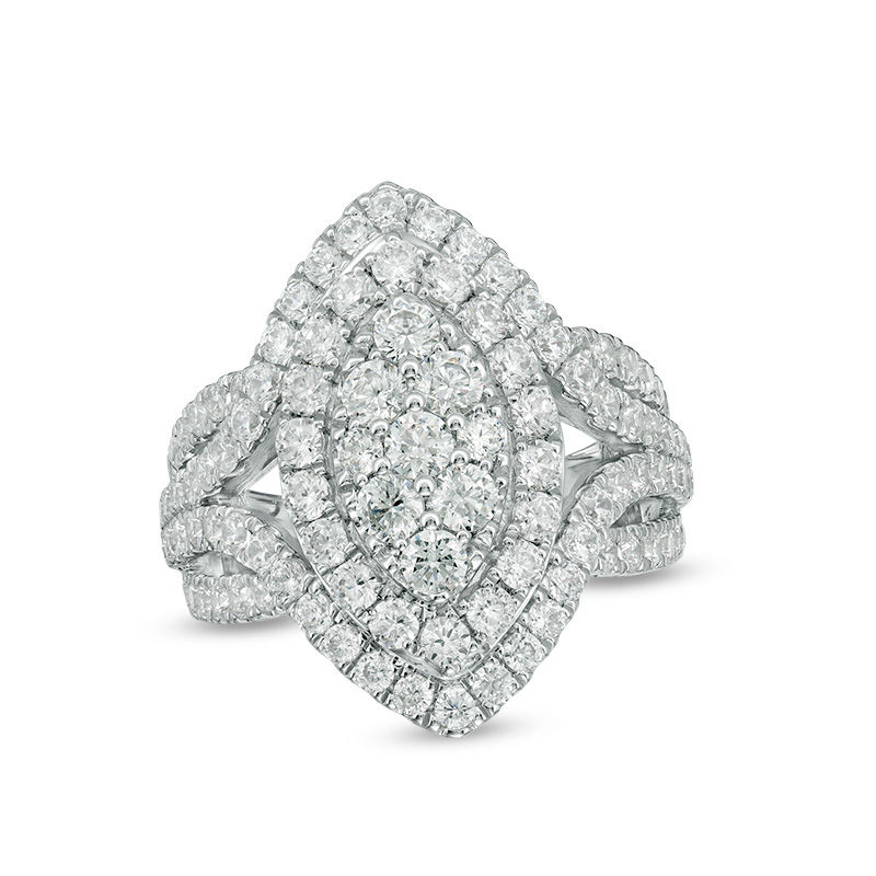 Main Image 1 of 2-1/2 CT. T.W. Composite Diamond Marquise Frame Engagement Ring in 14K White Gold