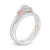 Thumbnail Image 2 of 1/8 CT. T.W. Composite Diamond Flower-Sides Interlocking Bridal Set in 10K Two-Tone Gold