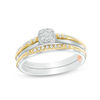 Thumbnail Image 1 of 1/8 CT. T.W. Composite Diamond Cushion Frame Interlocking Bridal Set in 10K Two-Tone Gold