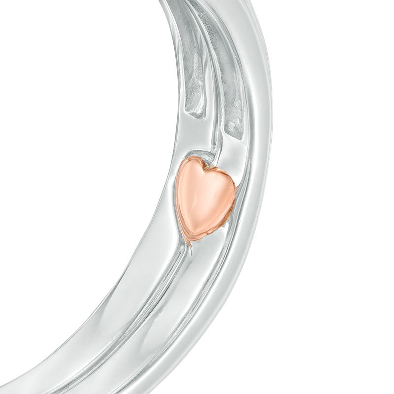 Main Image 4 of 1/8 CT. T.W. Composite Diamond Cushion Frame Interlocking Bridal Set in 10K Two-Tone Gold