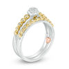 Thumbnail Image 1 of 1/8 CT. T.W. Composite Diamond Bubble Interlocking Bridal Set in 10K Two-Tone Gold