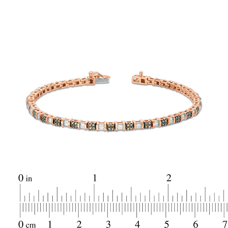 Main Image 2 of 1 CT. T.W. Champagne and White Diamond Tennis Bracelet in 10K Rose Gold