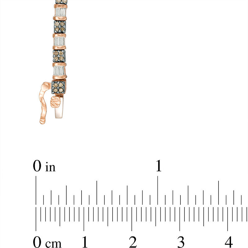 Main Image 3 of 1 CT. T.W. Champagne and White Diamond Tennis Bracelet in 10K Rose Gold