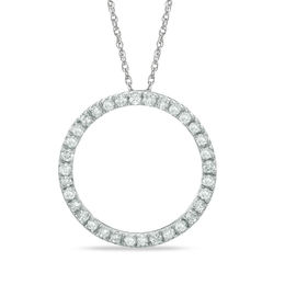 1/2 CT. T.W. Diamond Open Circle Pendant in 10K White Gold