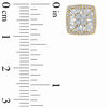 Thumbnail Image 2 of 1/2 CT. T.W. Baguette and Round Multi-Diamond Cushion Frame Stud Earrings in 10K Gold